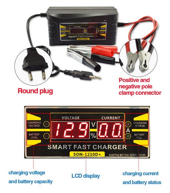 เครื่องชาร์จแบตเตอรี่รถยนต์ 10A 12V